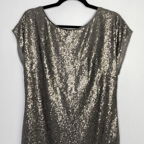 Vera Wang sequins open cowl back mini cocktail dress - Picture 3 of 12
